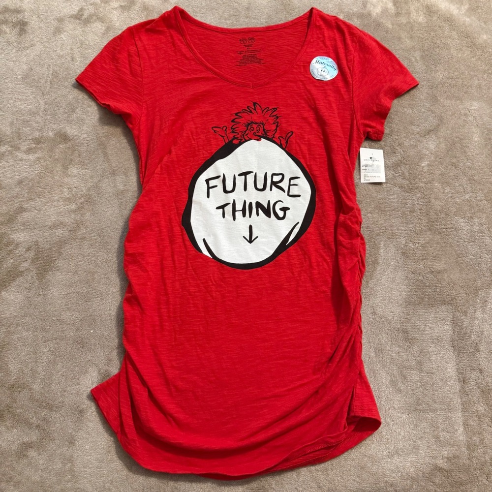 Universal Studios Dr Seuss Future Thing Maternity Shirt Red Cotton Slub XL NWT